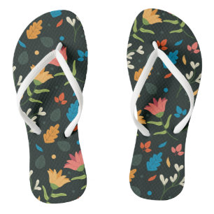 Black Botanical Floral Print Jandals