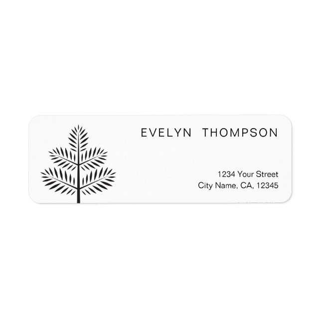 Black Botanical Tropical Branch Return Address (Front)