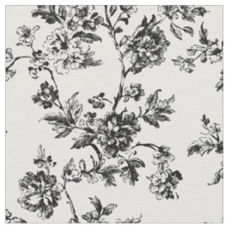 Black Botanical Vine Toile Fabric
