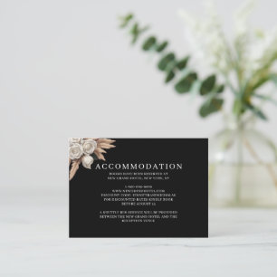 Black Botanical White Rose Pampas Accommodation Enclosure Card
