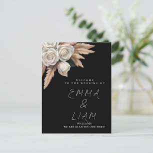 Black Botanical White Rose Pampas RSVP Envelope Postcard