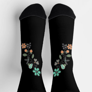Black Botanical Woodlands Heritage Logo Socks