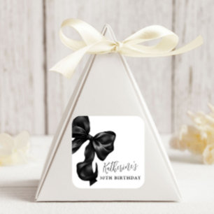 Black Bow 30th 40th 50th Birthday  Square Sticker
