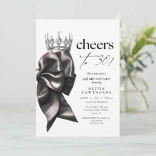  Black Bow 30th Birthday Party Invitation