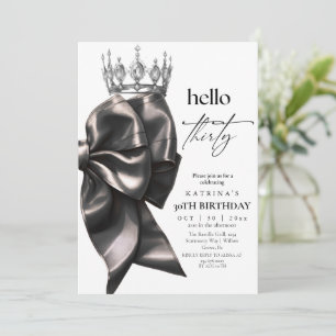  Black Bow 30th Birthday Party Invitation