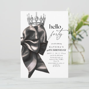 Black Bow 40th Birthday Invitation
