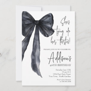 black bow 40th Birthday Party Invitation