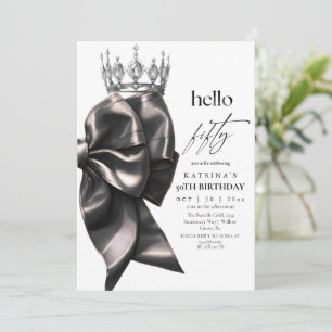 Black Bow 50th Birthday Invitation