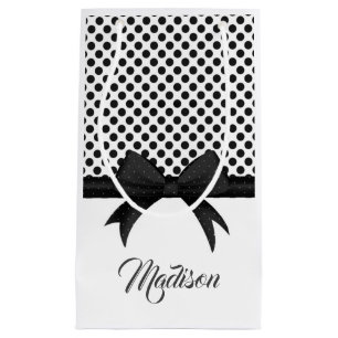 Black Bow and Dots Pattern Small Gift Bag