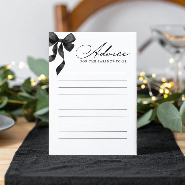 Black Bow Baby Shower Advice Card (Creator Uploaded)