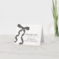 Black Bow Baby Shower Blank Thank You Card