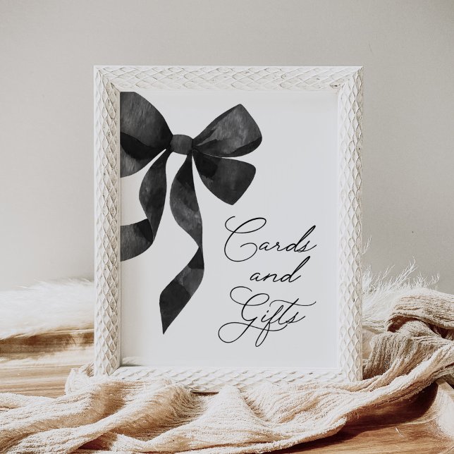 Black Bow Baby Shower Cards and Gifts Sign (Creator Uploaded)
