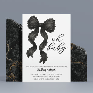 Black Bow Baby Shower Coquette Bow  Invitation