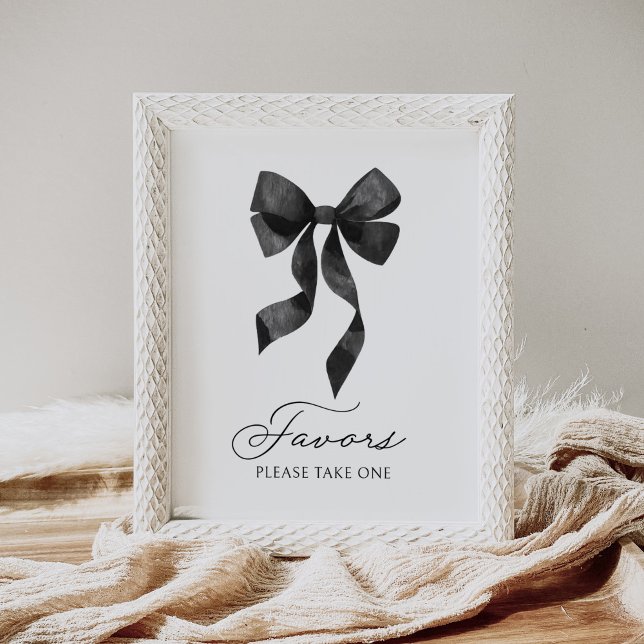 Black Bow Baby Shower Favours Sign (Creator Uploaded)