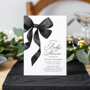 Black Bow Baby Shower Invitation