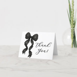 Black Bow Baby Shower Modern Thank You Card