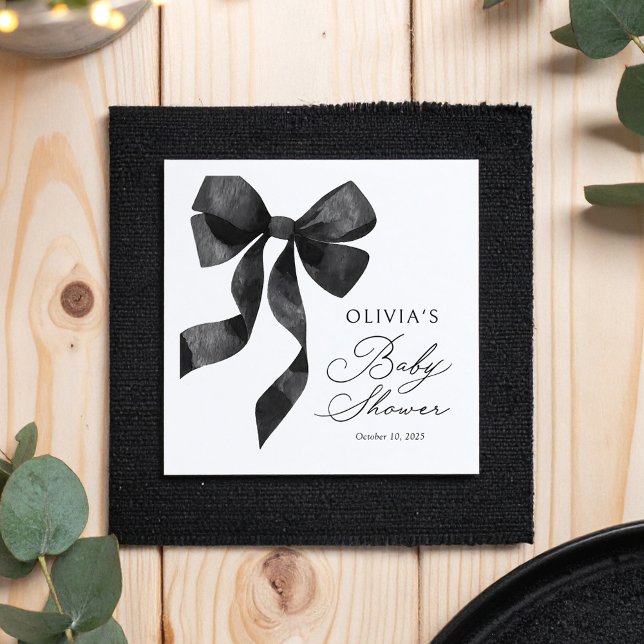 Black Bow Baby Shower Napkin (Creator Uploaded)