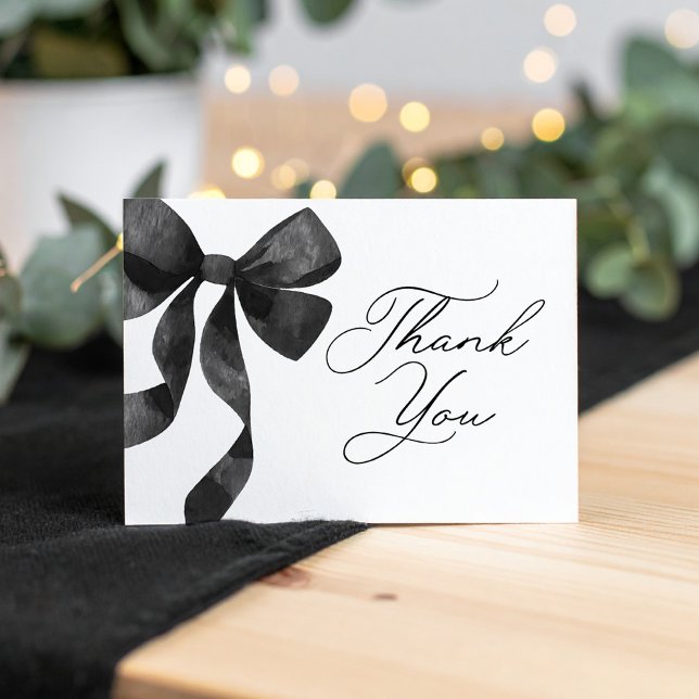 Black Bow Baby Shower Thank You Card (Creator Uploaded)