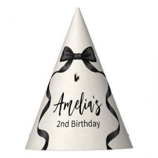 Black Bow Birthday Any Age  Party Hat