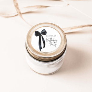 Black Bow Birthday Party Classic Round Sticker