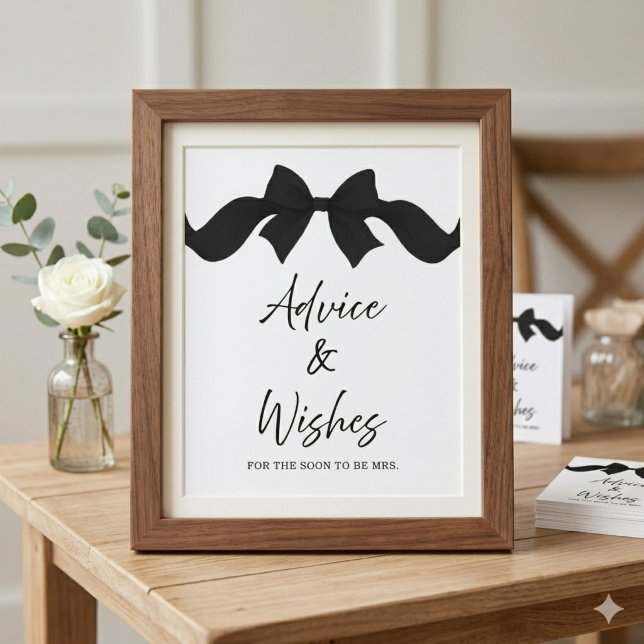 Black Bow Bridal Shower Advice & Wishes Sign (Creator Uploaded)