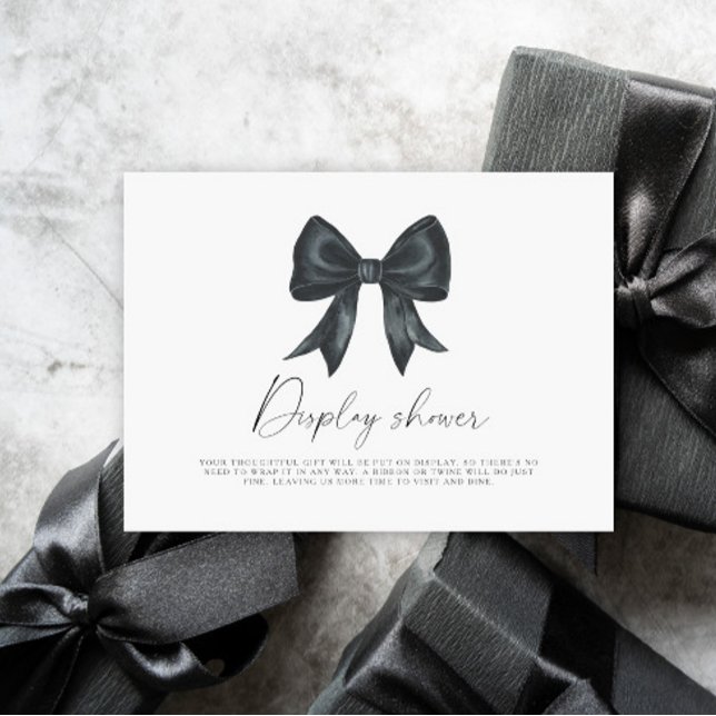 Black bow bridal shower Display shower Enclosure Card (Creator Uploaded)