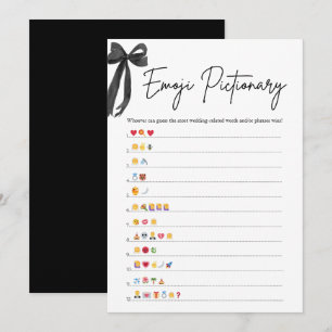 Black Bow Bridal Shower Emoji Pictionary Game Invitation