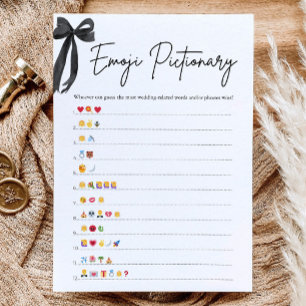 Black Bow Bridal Shower Emoji Pictionary Game Invitation