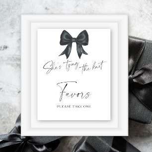 Black bow bridal shower Favors please take one Poster