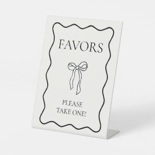 Black Bow Bridal Shower Favour Pedestal Sign