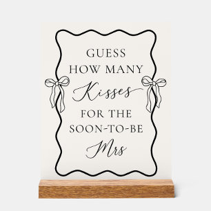 Black Bow Bridal Shower Guess How Many Kissess Acrylic Sign