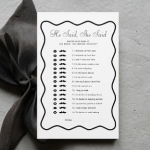 Black Bow Bridal Shower He Said She Said Game