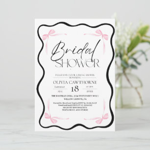 Black Bow  Bridal Shower Invitation