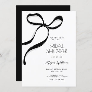 Black bow bridal shower invitation