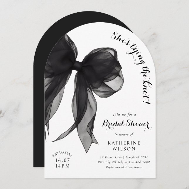 Black Bow Bridal Shower Invitation (Front/Back)