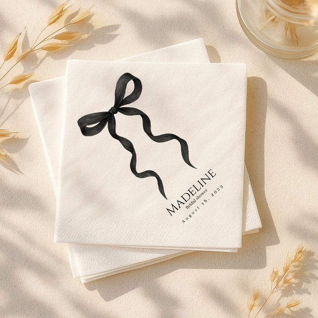 Black Bow Bridal Shower Napkins | Elegant Cocktail (Creator Uploaded)
