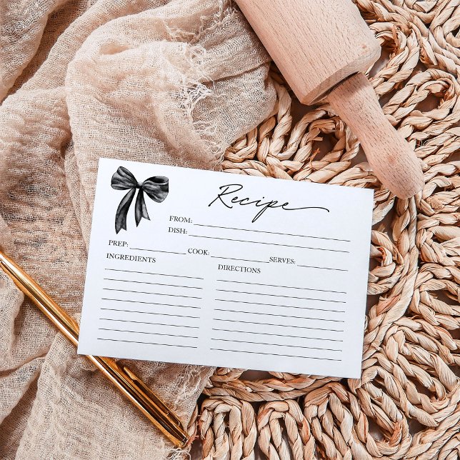 Black Bow Bridal Shower Recipe Card (Creator Uploaded)