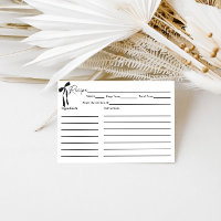 Black Bow Bridal Shower Recipe Card