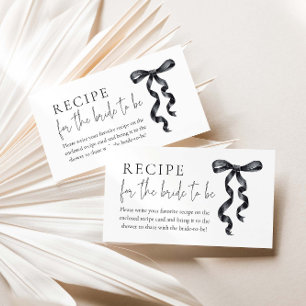 Black Bow Bridal Shower Recipe for the Bride to be Enclosure Card
