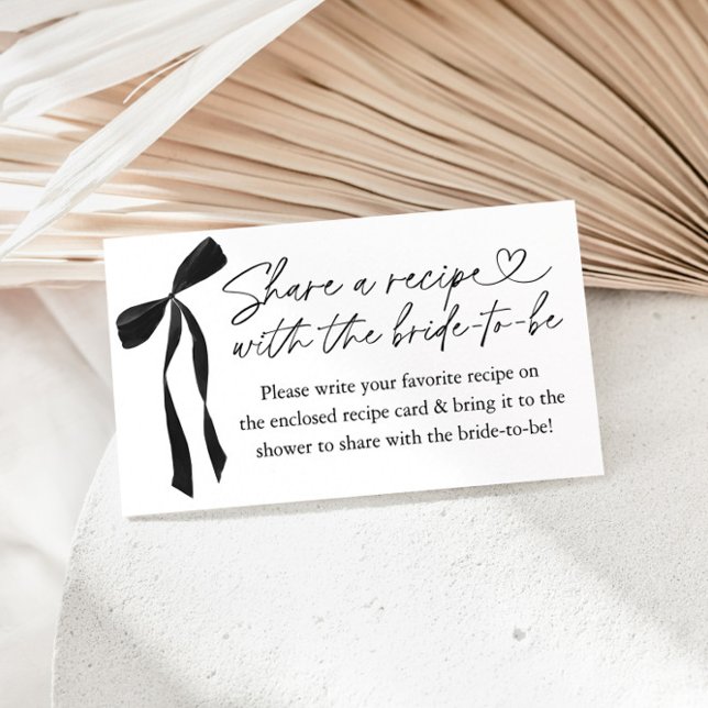Black Bow Bridal Shower Recipe Request Enclosure Card (Creator Uploaded)