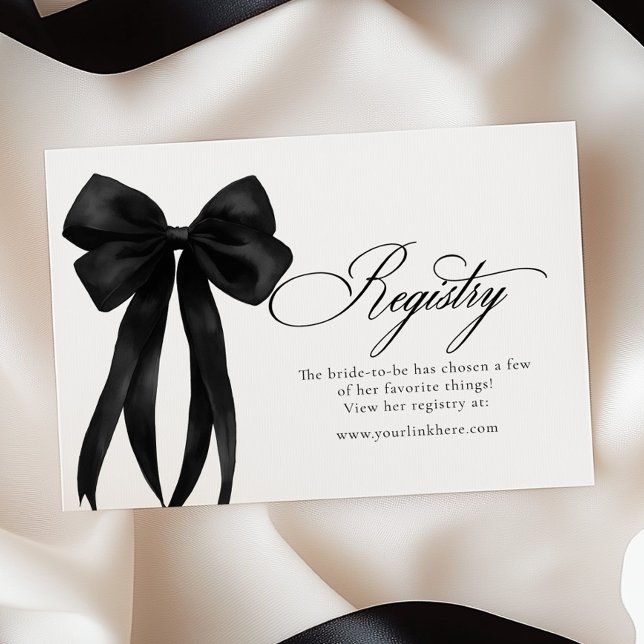 Black Bow Bridal Shower Registry  Enclosure Card (Creator Uploaded)