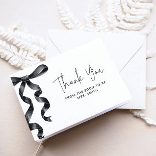 Black Bow Bridal Shower Thank You  Card