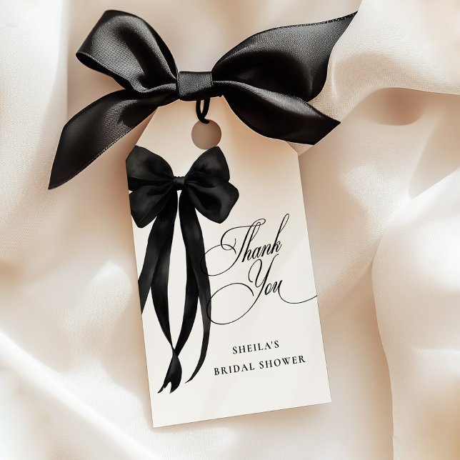Black Bow Bridal Shower Thank You Gift Tags (Creator Uploaded)