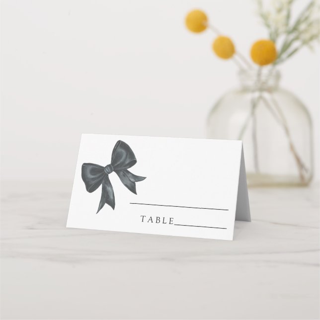 black bow bridal shower - wedding place cards (Front)