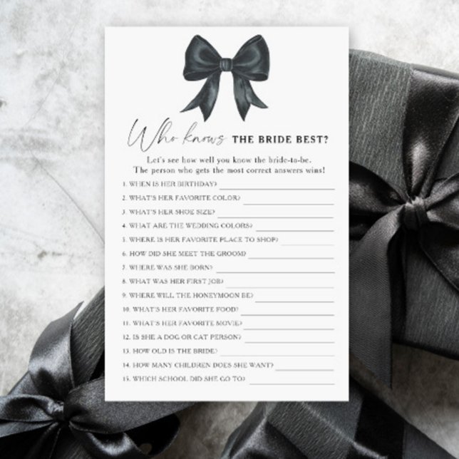 Black Bow Bridal Shower Who knows the bride best (Creator Uploaded)