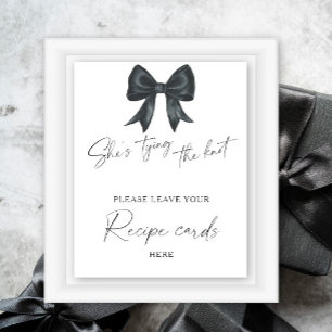 Black bow bridal shower Your recipe card here Poster