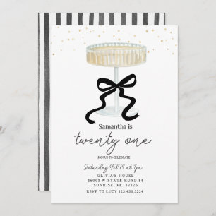 Black Bow Champagne Glass Party Invite