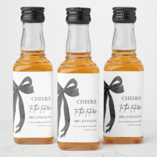 Black Bow Cheers To The Future Bridal Shower Liquor Bottle Label