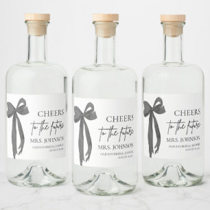 Black Bow Cheers To The Future Bridal Shower Liquor Bottle Label