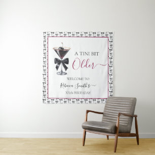 Black Bow Cherry Drink 'A tini bit Older' Birthday Tapestry